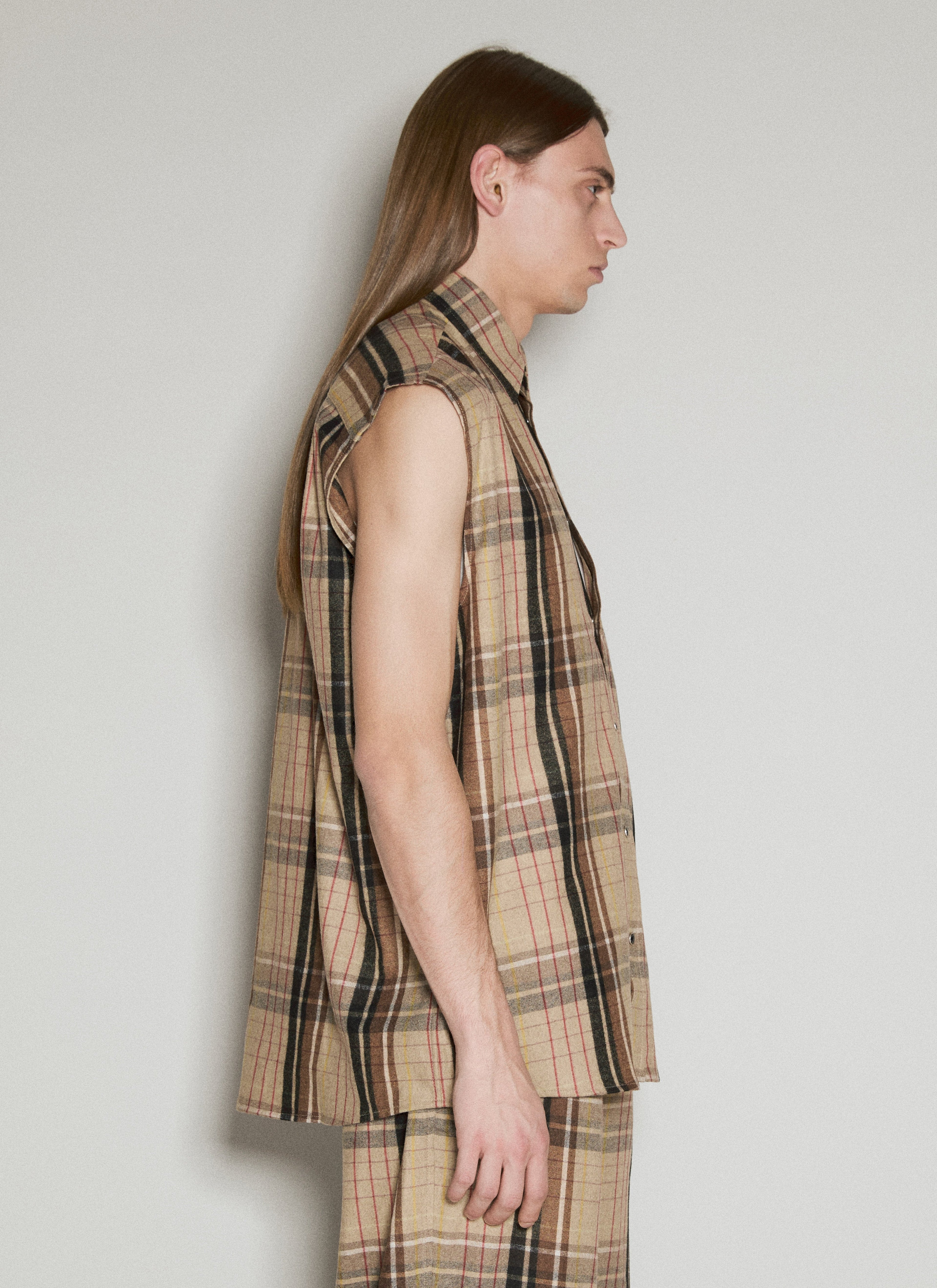 Vtmnts Men Flannel Sleeveless Shirt